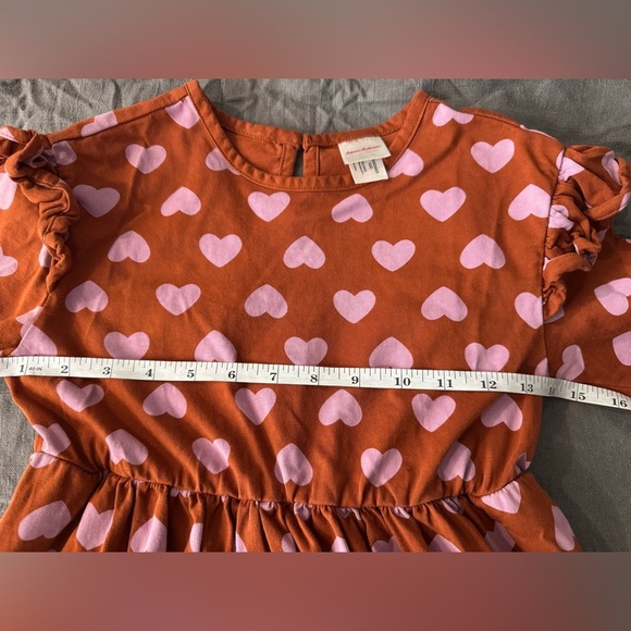 Hanna Andersson Kids Pink Heart Dress with Ruffle Sleeves & Pockets Size 6-7 - Picture 5 of 5